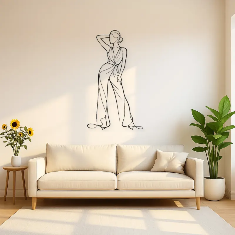 Elegant Jumpsuit Pose Metal Wall Art | Fashion Figure Wall Decor