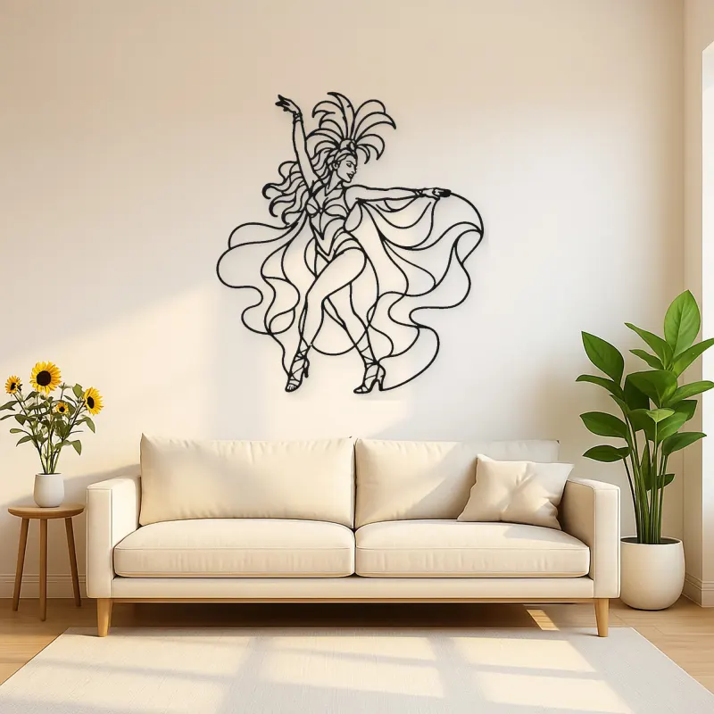 Samba Carnival Pose Metal Wall Art | Dance Silhouette Wall Decor