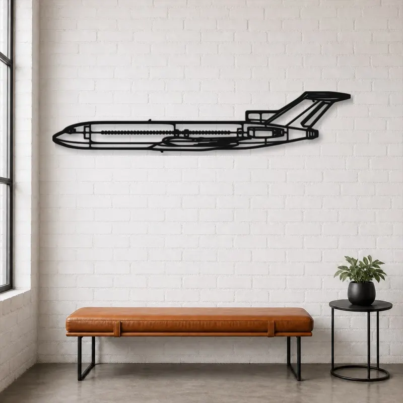 Silhouette d'avion en métal 727, décoration murale en métal, décoration aéronautique, cadeau pour pilote