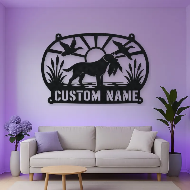 Personalized Duck Hunting Dog Metal Wall Art
