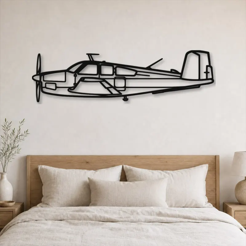 Silhouette en métal du V35 Bonanza, Décoration murale en métal, Décor aéronautique, Décorateur aviateur