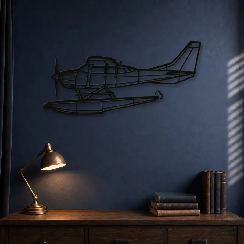 Silhouette d'avion en métal 206 Turbo Stationair, Décoration murale en métal, Décor aéronautique, Décorateur aviateur