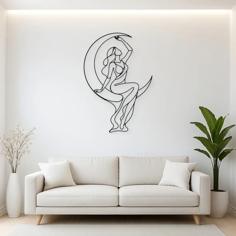 Moon Arc Muse Metal Wall Art | Celestial Woman Wall Decor