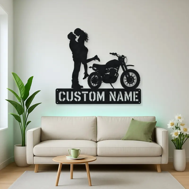 Personalized Dirt Bike Lifted Couple Metal Wall Art