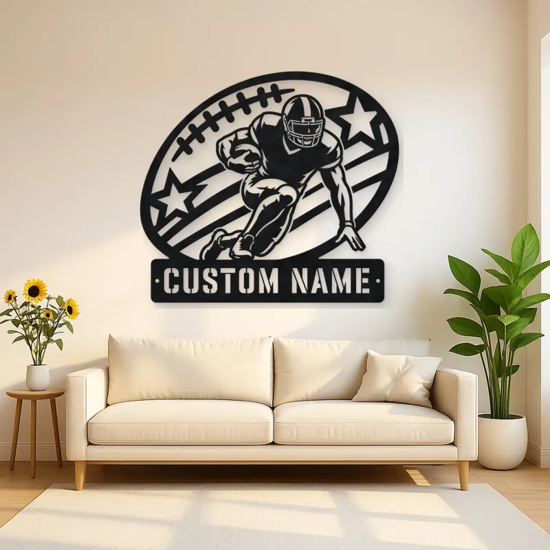 Personalized Running Back Stars and Stripes Metal Wall Art