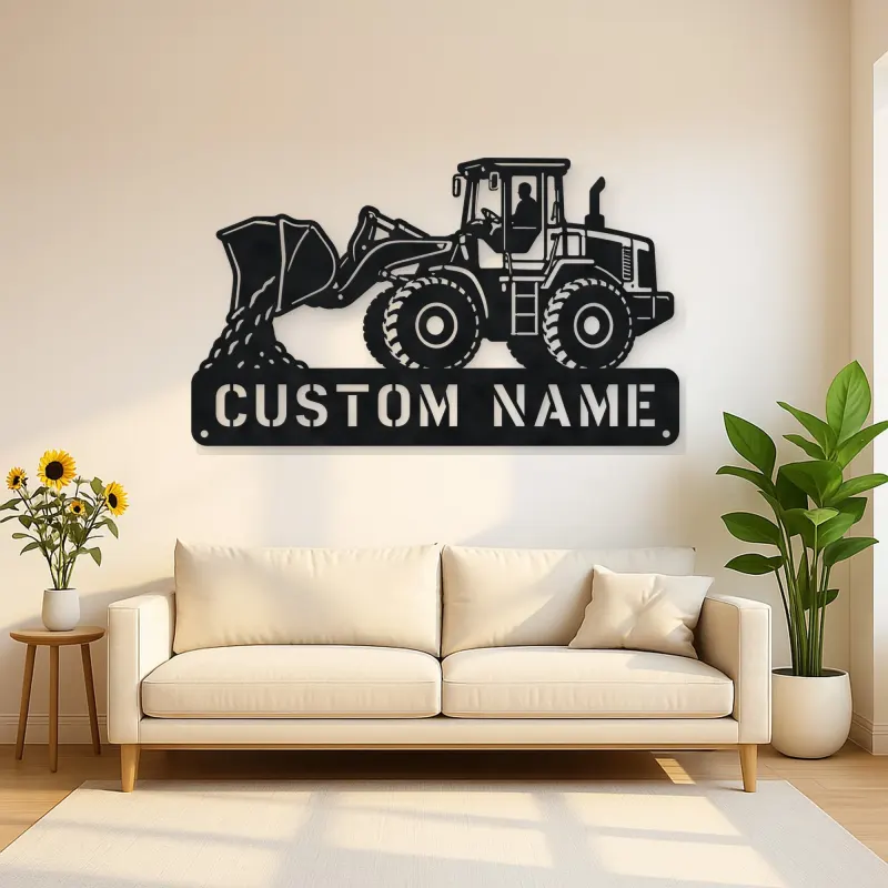 Personalized Wheel Loader Dumping Material Metal Wall Art