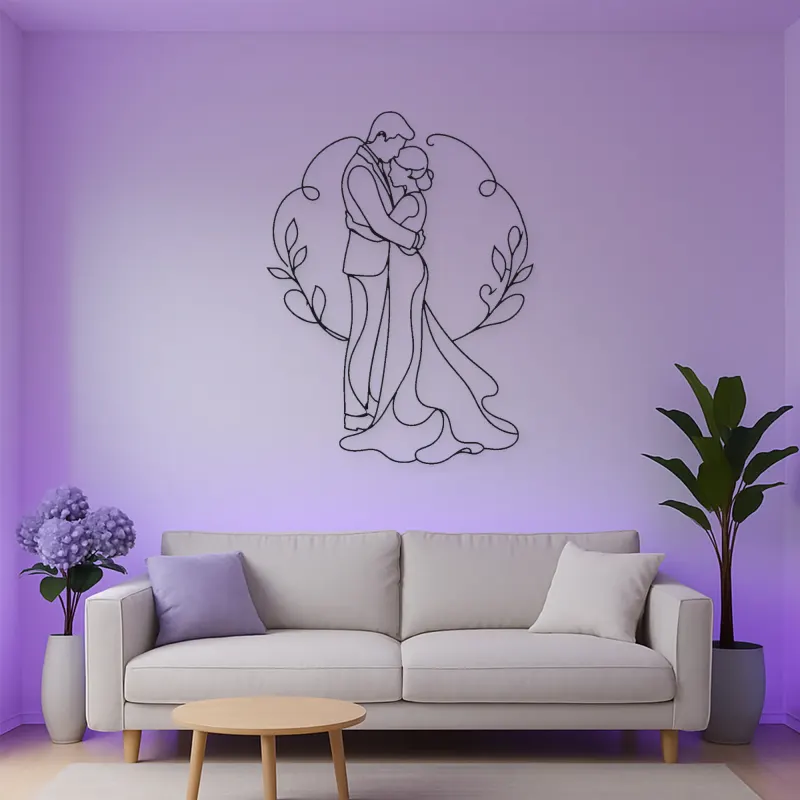 Newlywed Hug Metal Wall Art | Romantic Couple Decor