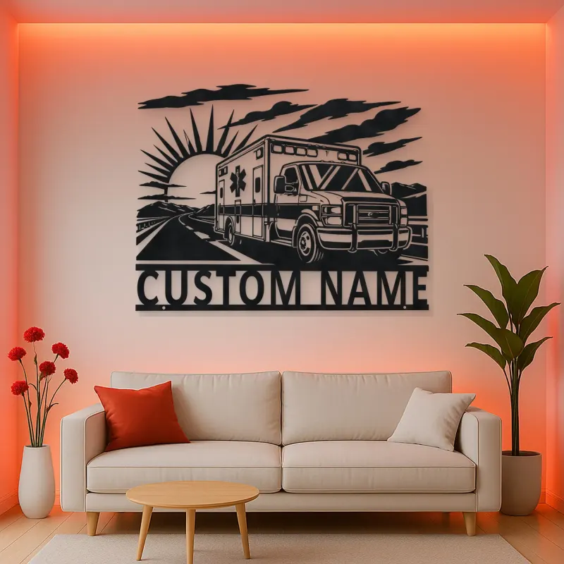 Personalized Sunrise Ambulance Highway Metal Wall Art