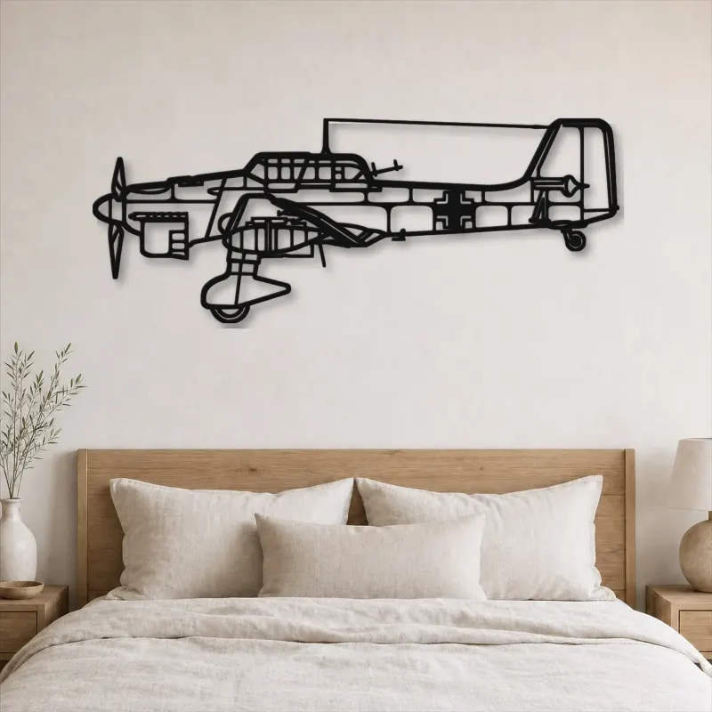 Silhouette d'avion Stuka JU-87 en métal, Décoration murale en métal, Décor aéronautique, Décor d'aviation