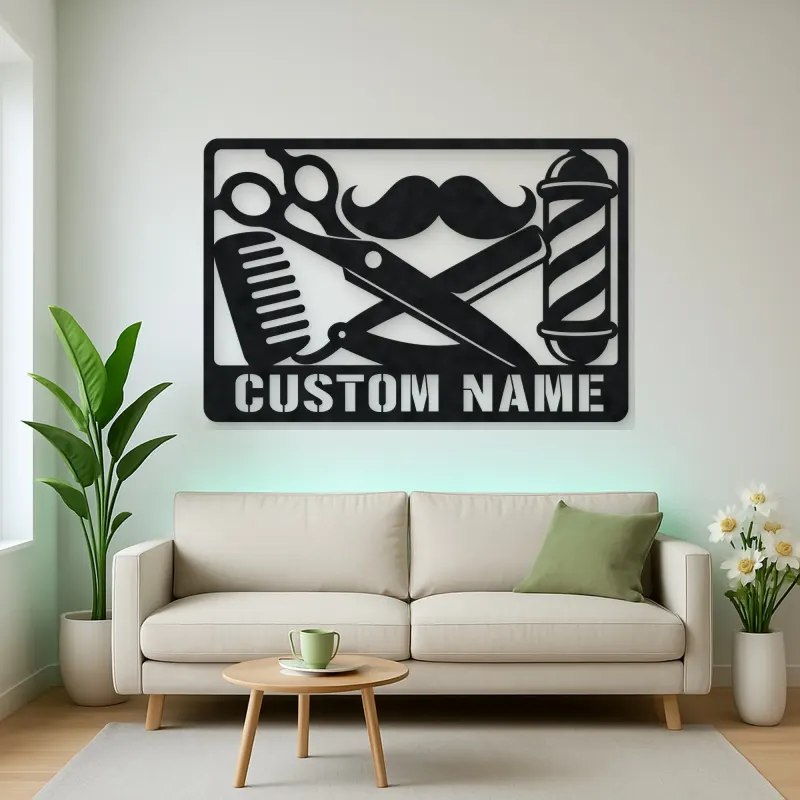 Personalized Barber Tools Metal Wall Art
