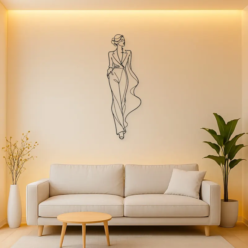 Minimalist Runway Line Metal Wall Art | Fashion Figure Wall Decor