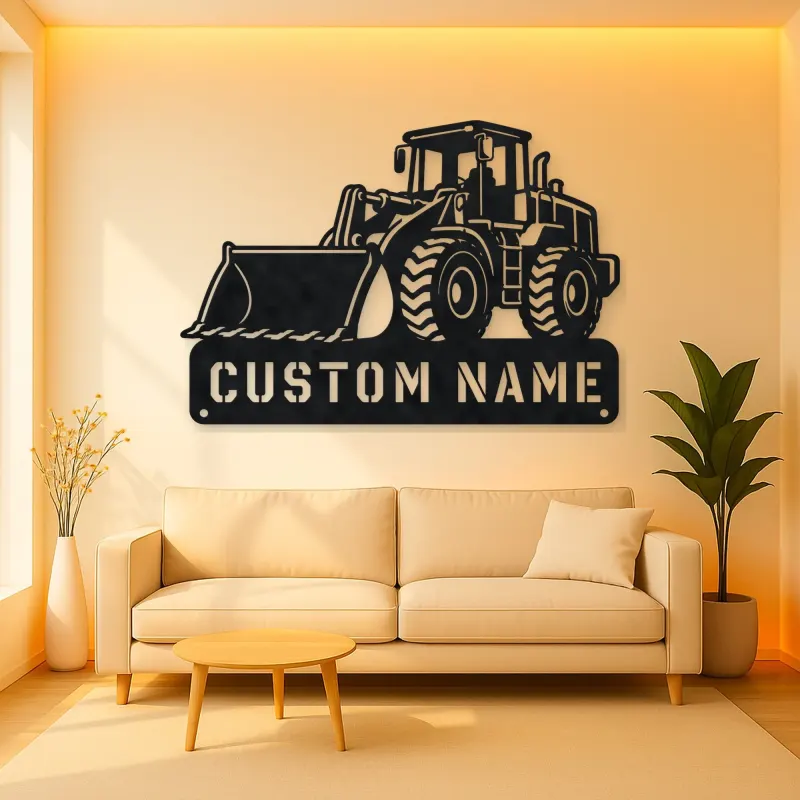 Personalized Large Wheel Loader Low Bucket Metal Wall Art
