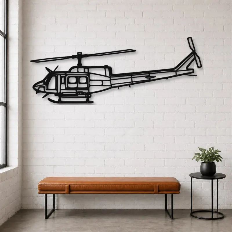 Silhouette d'avion Bell 212 en métal, Décoration murale en métal, Décor aéronautique, Cadeau pour aviateur