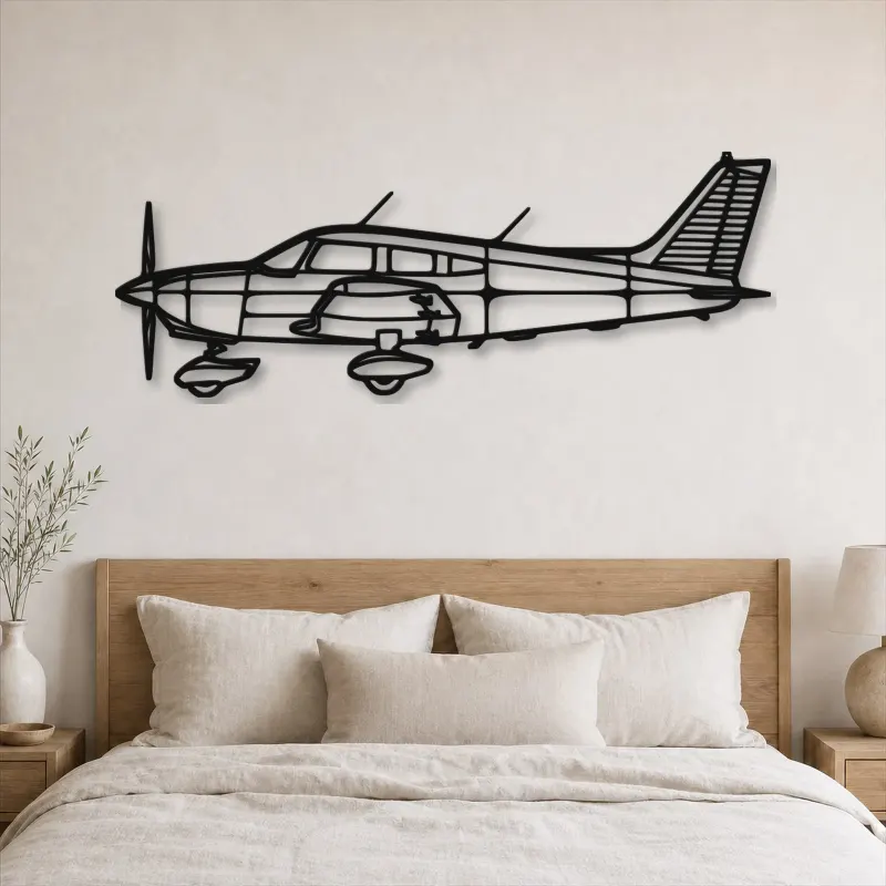 Silhouette d'avion PA-28 Warrior en métal, Décoration murale en métal, Décor aéronautique, Décor d'aviation