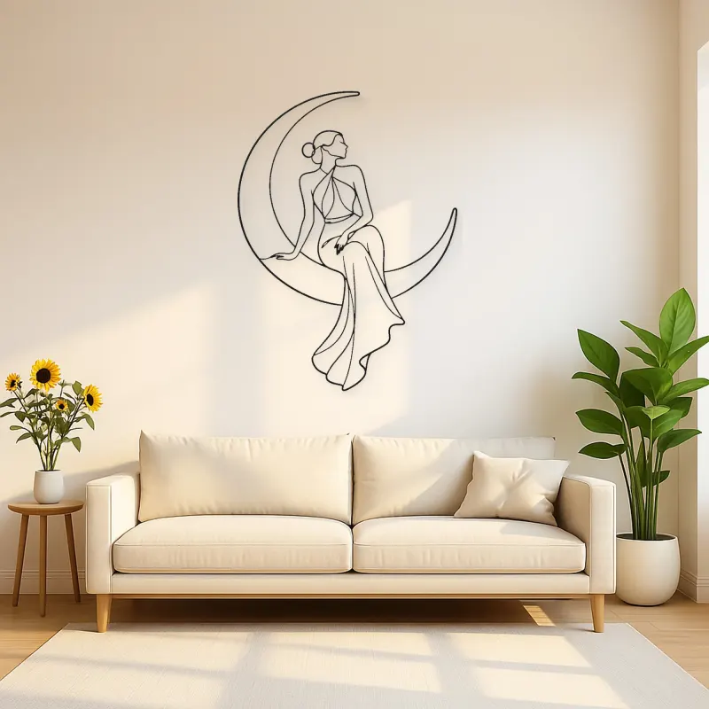 Moon Curve Model Metal Wall Art | Celestial Woman Wall Decor