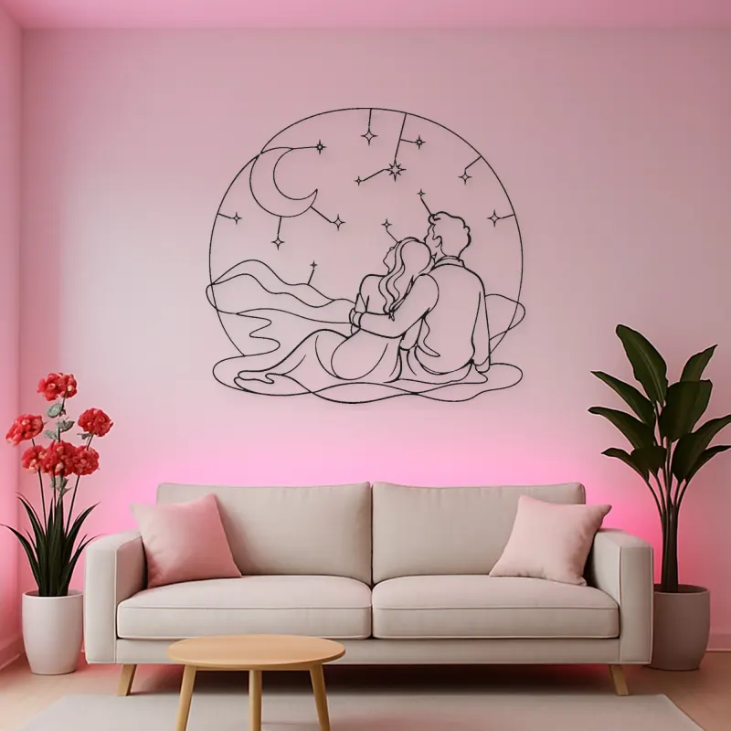 Stargazing Lovers Metal Wall Art | Romantic Couple Decor