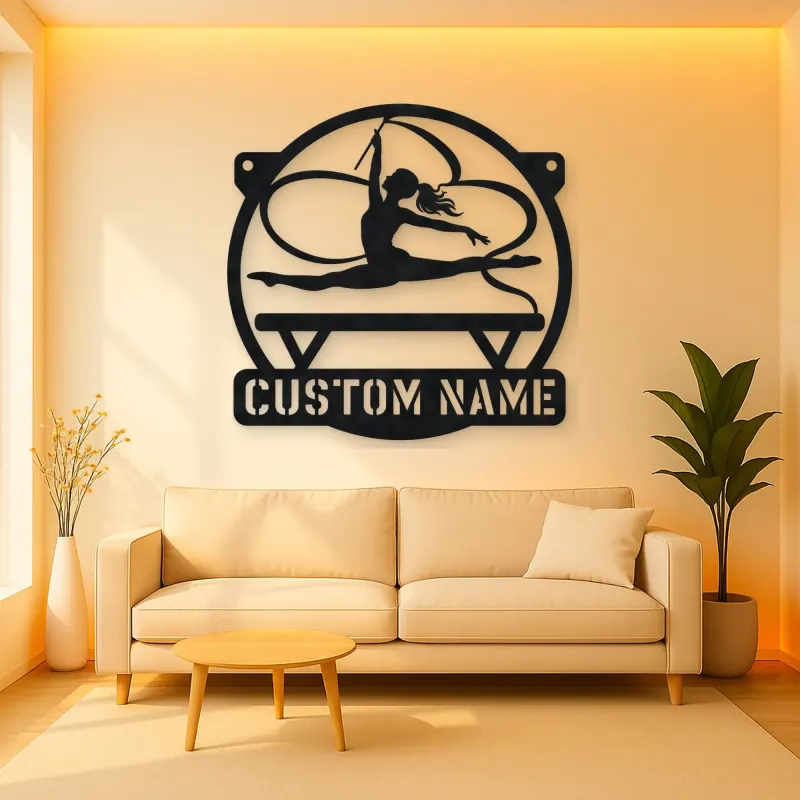 Personalized Rhythmic Gymnast Metal Wall Art with Ribbon