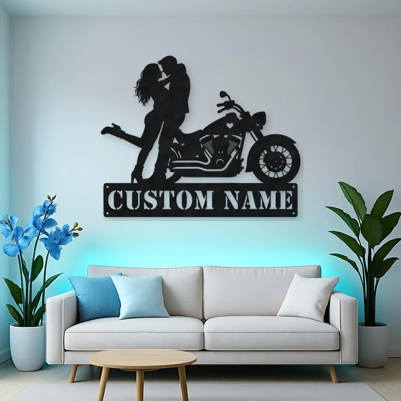 Personalized Classic Cruiser Couple Metal Wall Art
