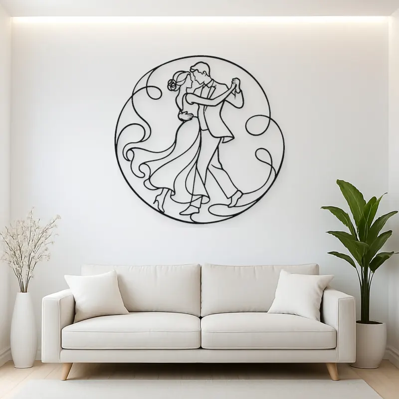 Gentle Spin Couple Metal Wall Art | Romantic Couple Decor