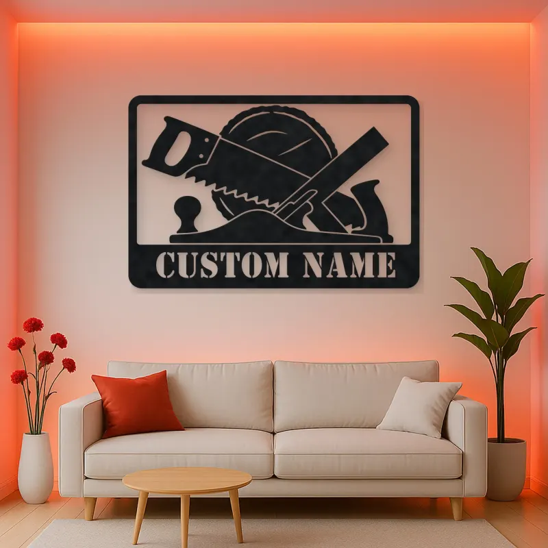 Cartel de metal personalizado de herramientas de carpintería