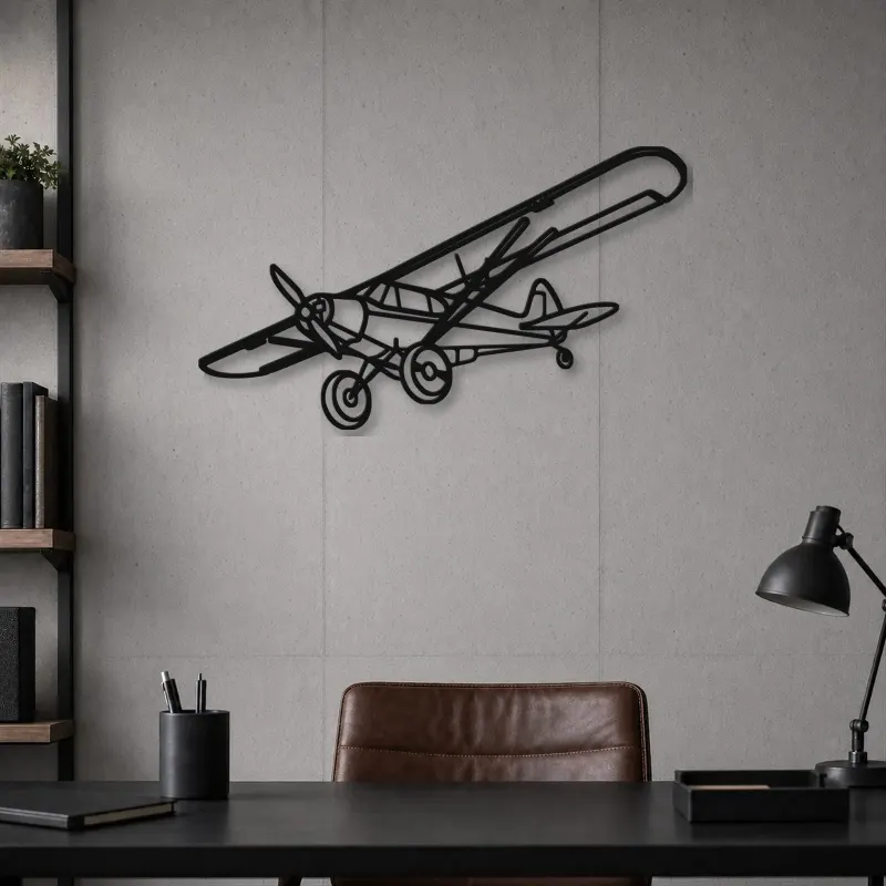 Silhouette d'avion Super Cub en métal, Décoration murale en métal, Décor aéronautique, Décor d'aviation