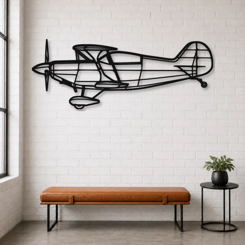 Silhouette en métal d'avion Pitts S-2B, Décoration murale en métal, Décor aéronautique, Cadeau pour aviateur