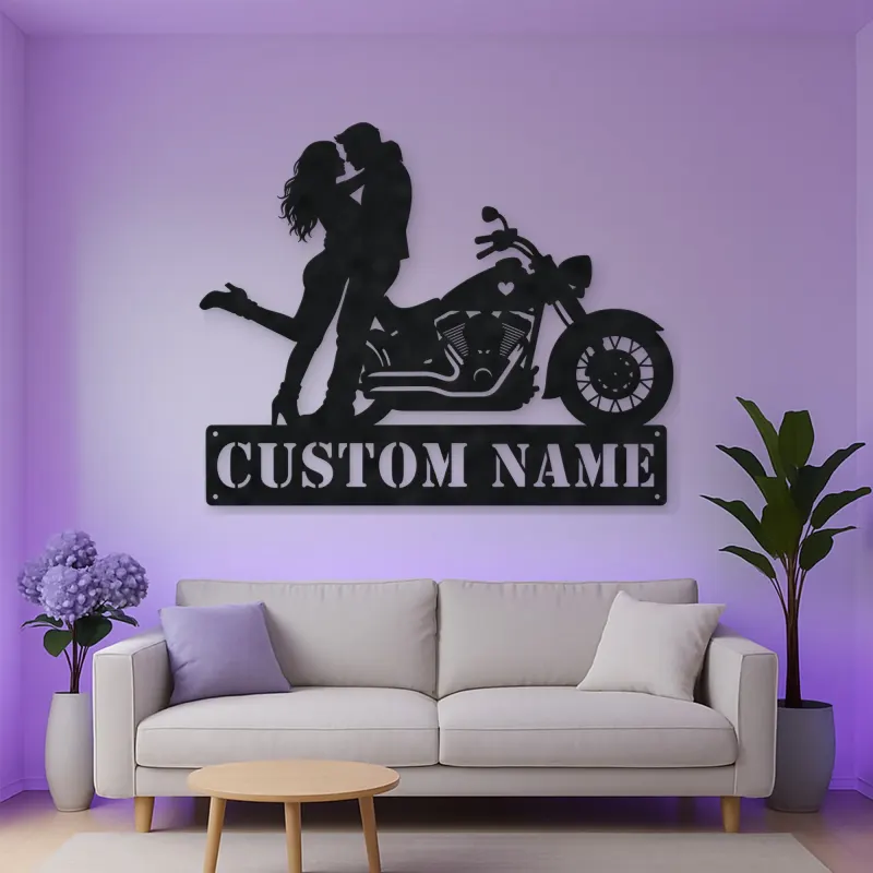 Personalized Classic Cruiser Couple Metal Wall Art