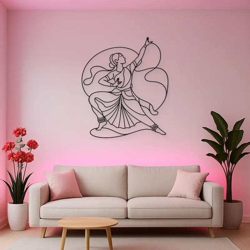 Bharatanatyam Pose Metal Wall Art | Dance Silhouette Wall Decor