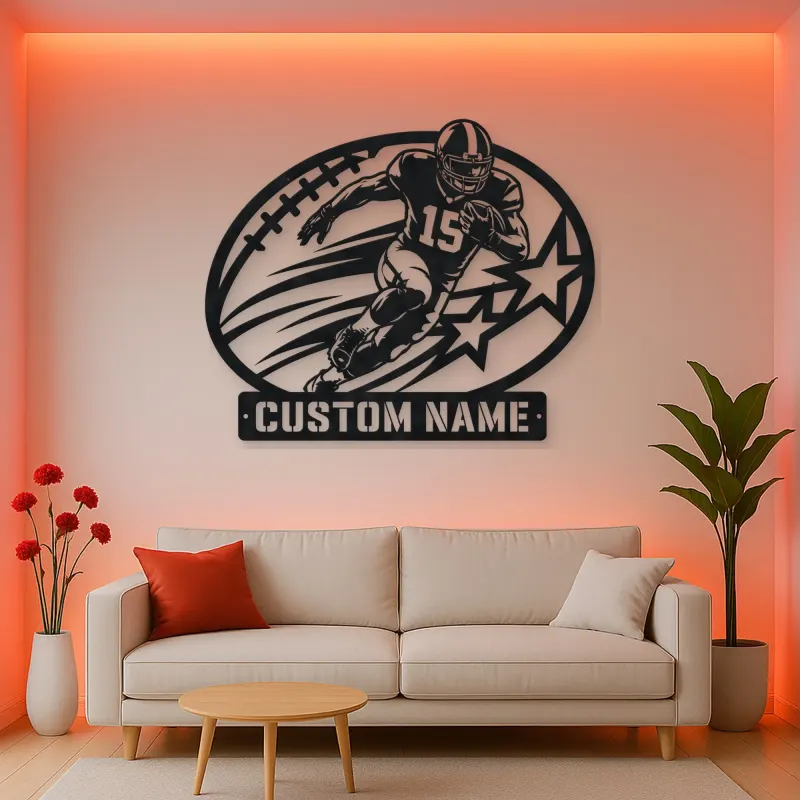 Personalized Number 15 Running Back Stars Metal Wall Art