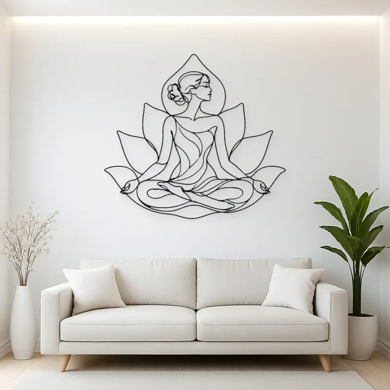 Lotus Seated Muse Metal Wall Art | Yoga and Meditation Wall Decor