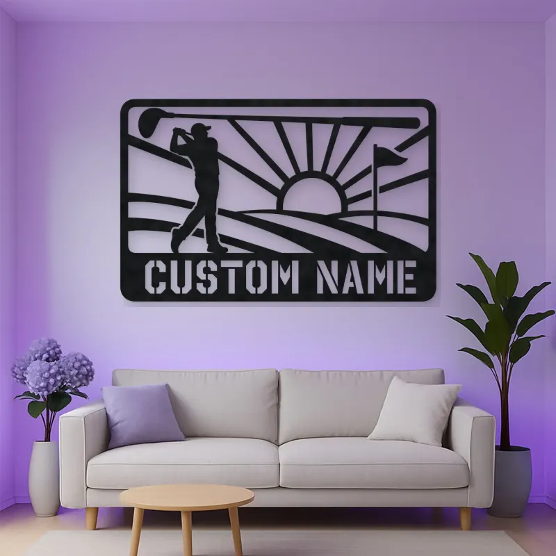 Personalized Golf Swing Metal Wall Art with Fairway