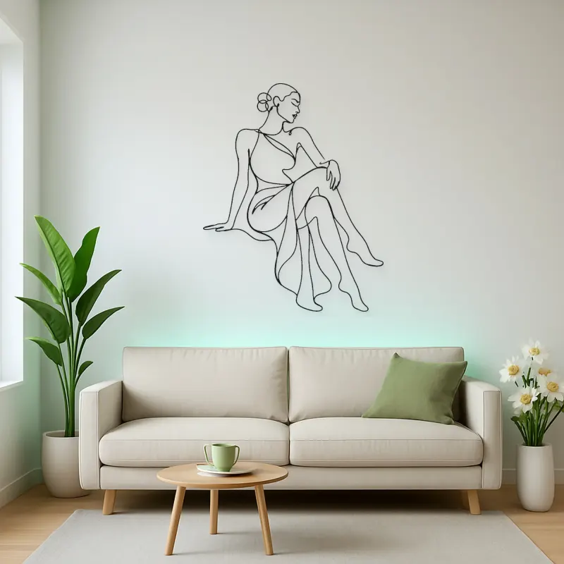 Serene Seated Figure Metal Wall Art | Feminine Figure Wall Decor