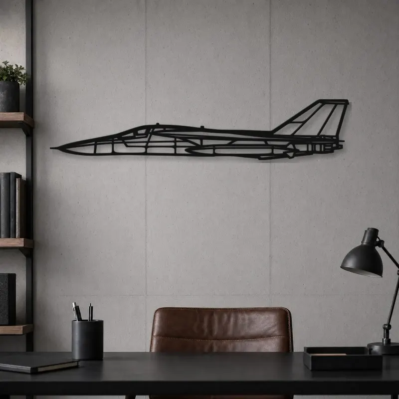 Silhouette d'avion F-111 Aardvark en métal, Décoration murale aéronautique