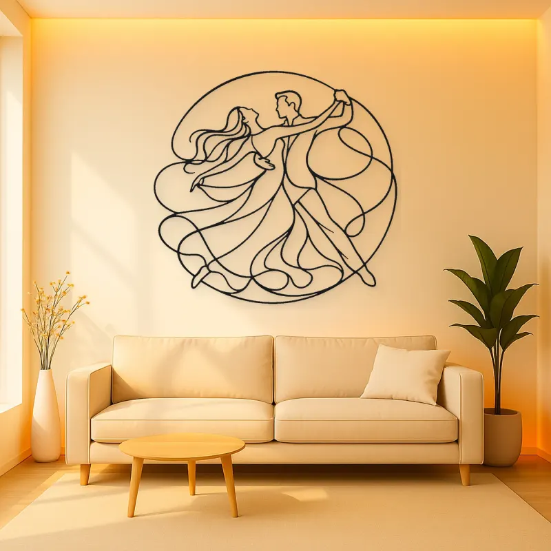 Contemporary Floor Flow Metal Wall Art | Couple Dance Wall Decor