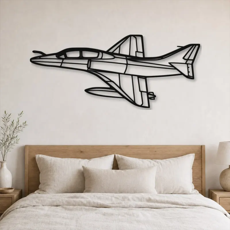Silhouette d'avion TA-4J Skyhawk Angle en métal, Décoration murale en métal, Décor aéronautique, Décor d'aviation