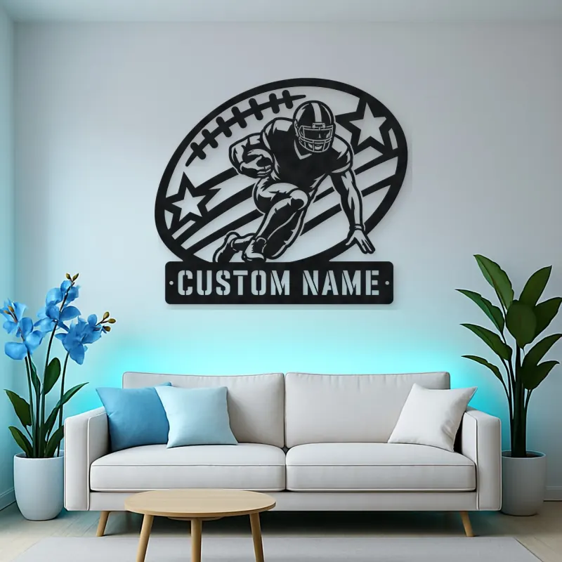 Personalized Running Back Stars and Stripes Metal Wall Art