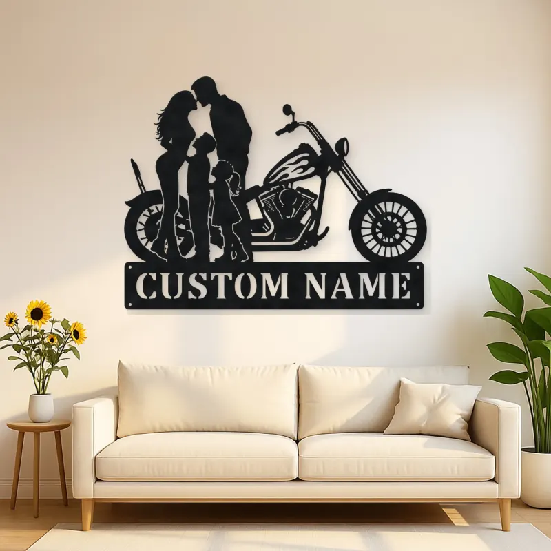 Personalized Chopper Family of Four Metal Wall Art