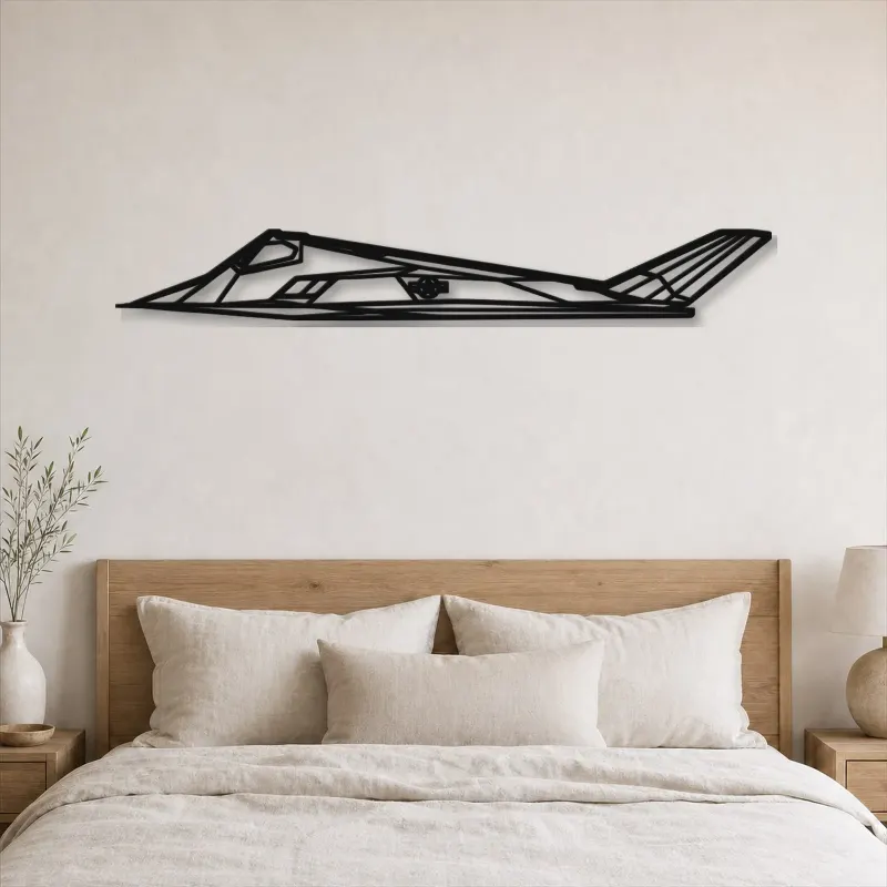 Silhouette d'avion F-117 Nighthawk en métal, Décoration murale aéronautique
