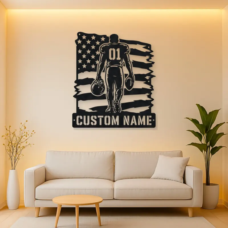 Personalized Number 01 Football Player Flag Metal Wall Art
