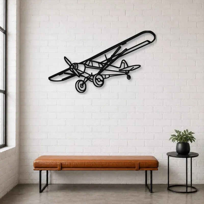Silhouette d'avion Super Cub en métal, Décoration murale en métal, Décor aéronautique, Décor d'aviation