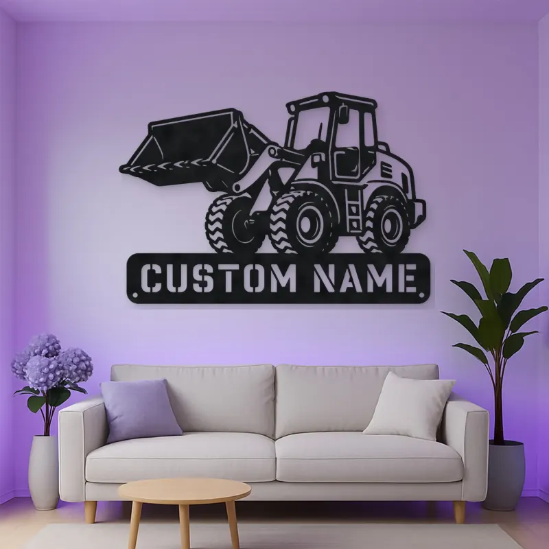 Personalized Compact Wheel Loader Raised Bucket Metal Wall Art