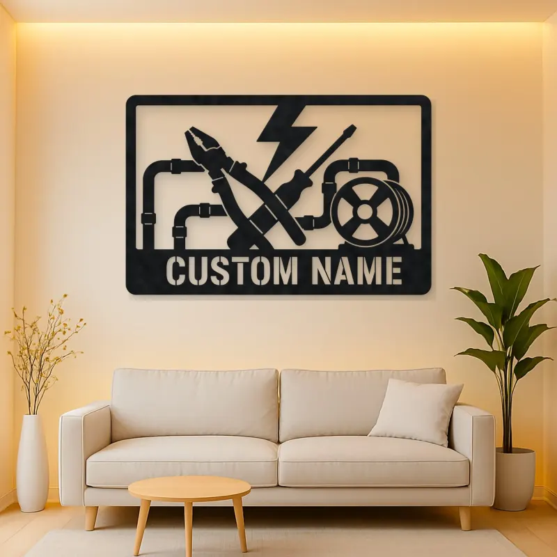 Personalized Electrician Tools Metal Wall Art