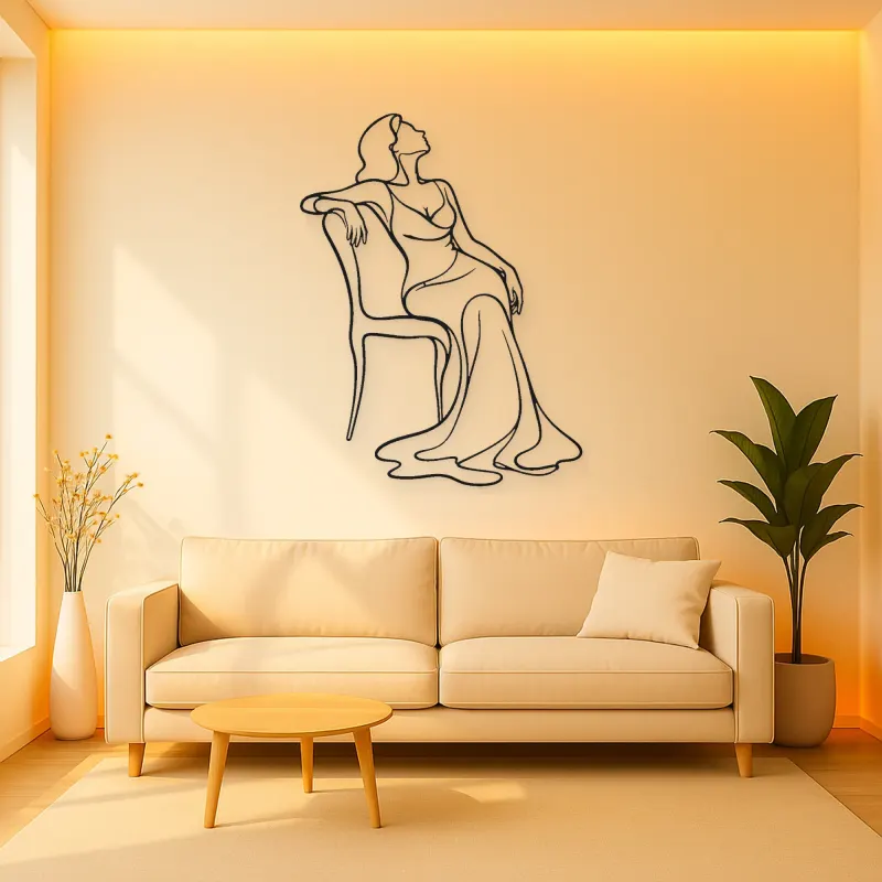 Draped Chair Pose Metal Wall Art | Fashion Figure Wall Decor