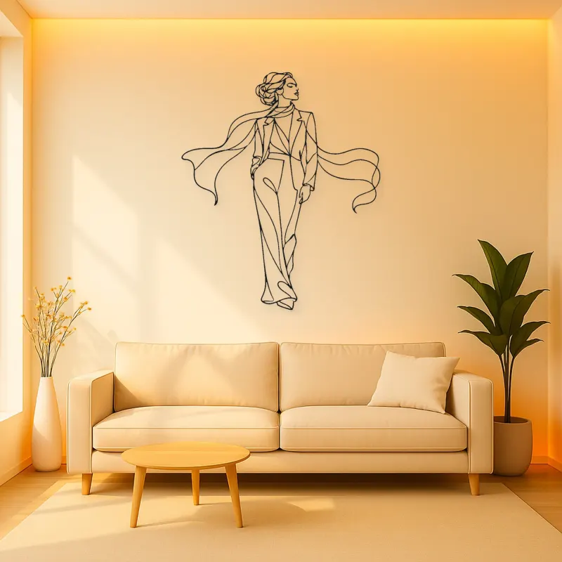 Dramatic Scarf Model Metal Wall Art | Fashion Figure Wall Decor