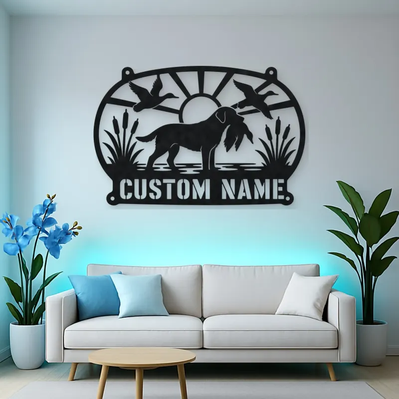 Personalized Duck Hunting Dog Metal Wall Art
