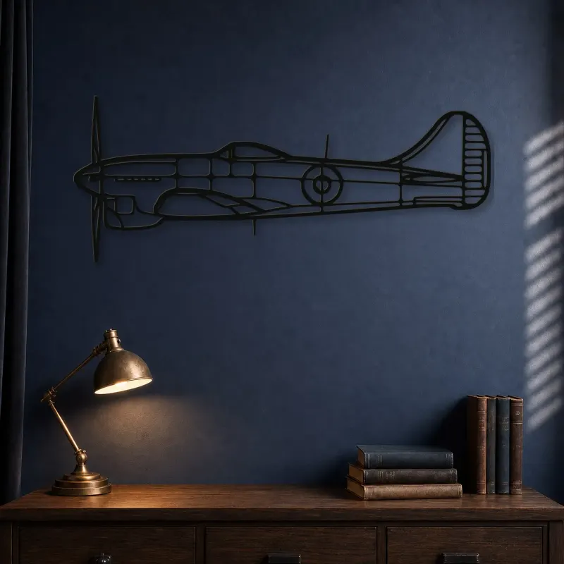 Silhouette d'avion Tempest en métal, Décoration murale en métal, Décor aéronautique, Décor d'aviation