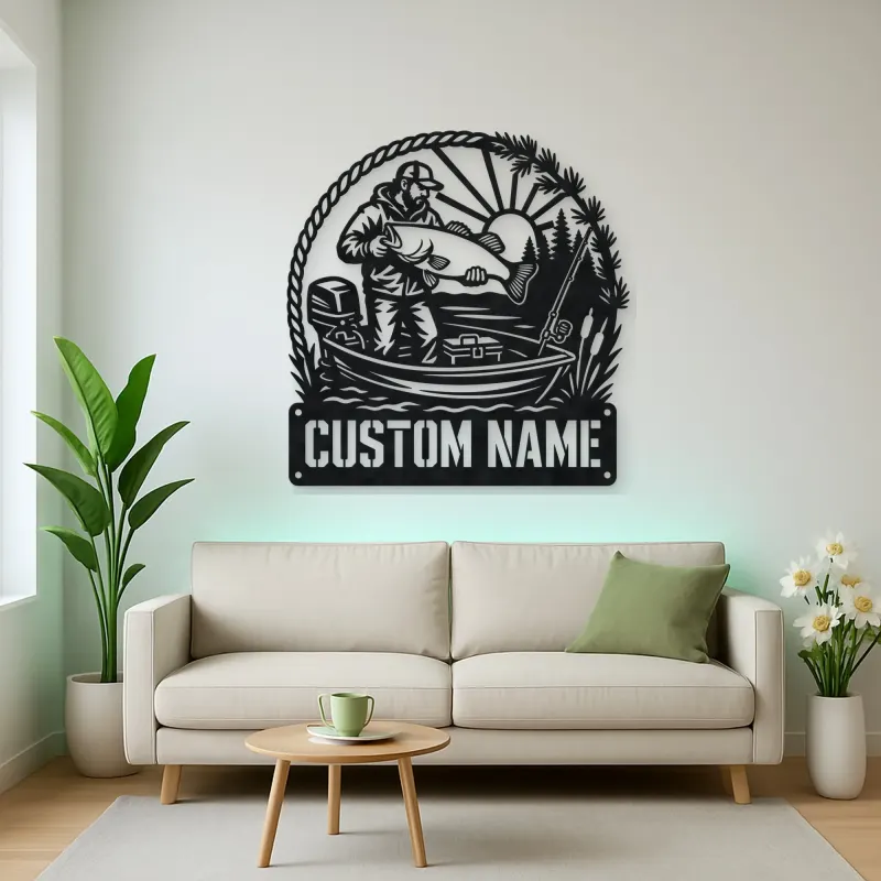 Personalized Fisherman Big Catch Boat Metal Wall Art