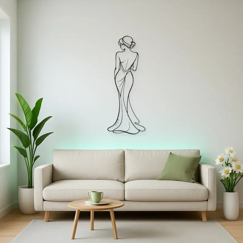 Elegant Back Outline Metal Wall Art | Feminine Figure Wall Decor
