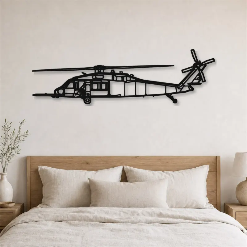 Silhouette d'hélicoptère HH-60 Pave Hawk en métal, Décoration murale, Cadeau d'anniversaire