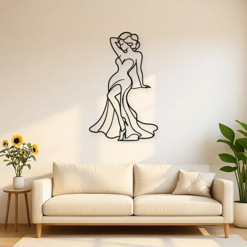 Classic Pinup Silhouette Metal Wall Art | Fashion Figure Wall Decor